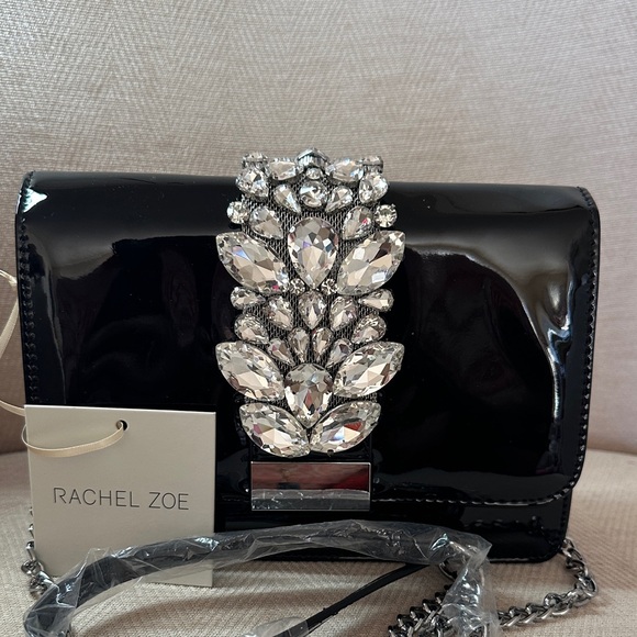 Rachel Zoe Glossy Black Clutch with Crystal Accents - Picture 3 of 16